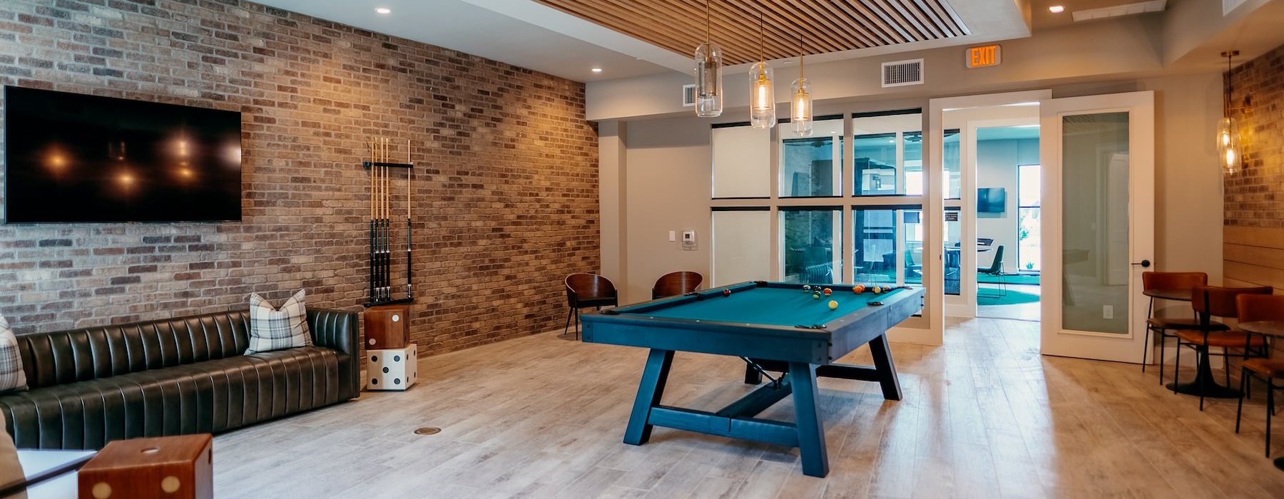 Large game room with billiards 